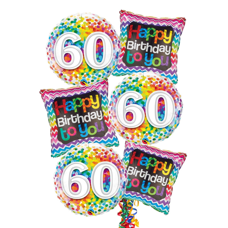 60th Birthday Balloon Bouquet - Same Day Delivery