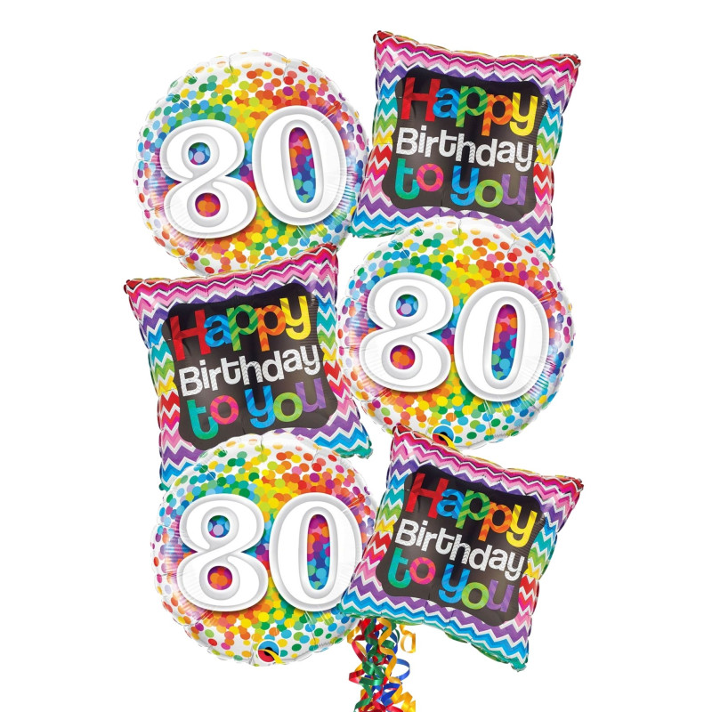 80th Birthday Balloon Bouquet - Same Day Delivery