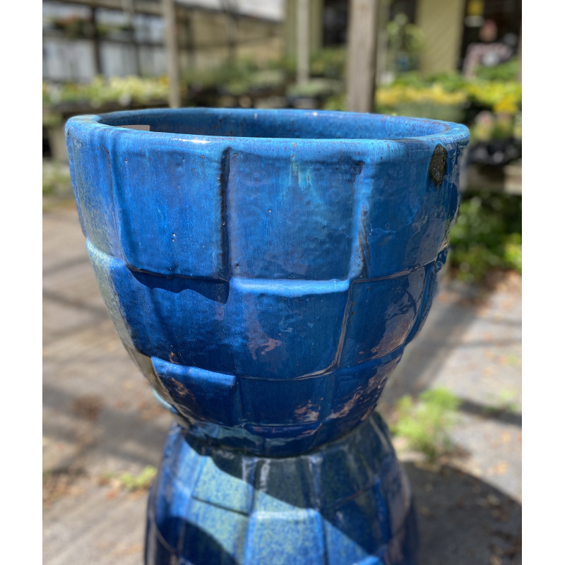 Blue Checkered Pottery Large - Same Day Delivery