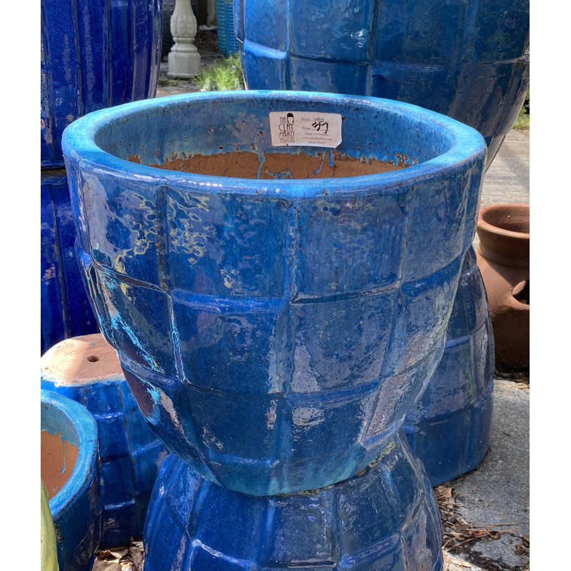 Blue Checkered Pottery Medium - Same Day Delivery