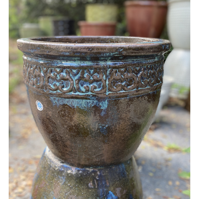 Bronze over Blue Pottery Medium - Same Day Delivery