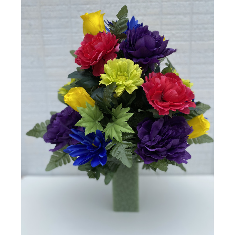Silk Cemetery Flowers Bright Colors - Same Day Delivery
