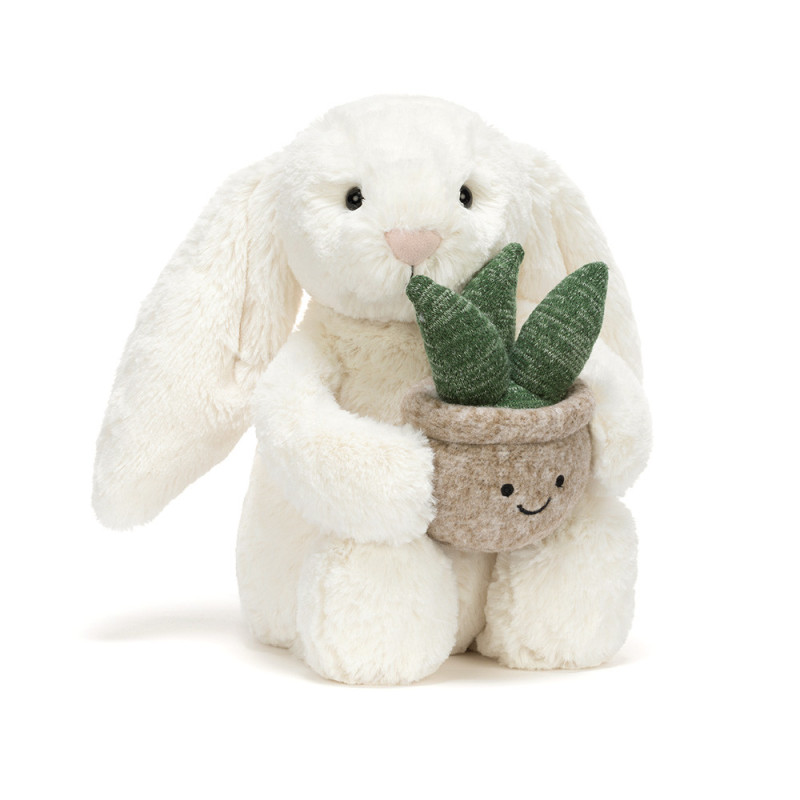 Cream Bunny with Plant - Same Day Delivery
