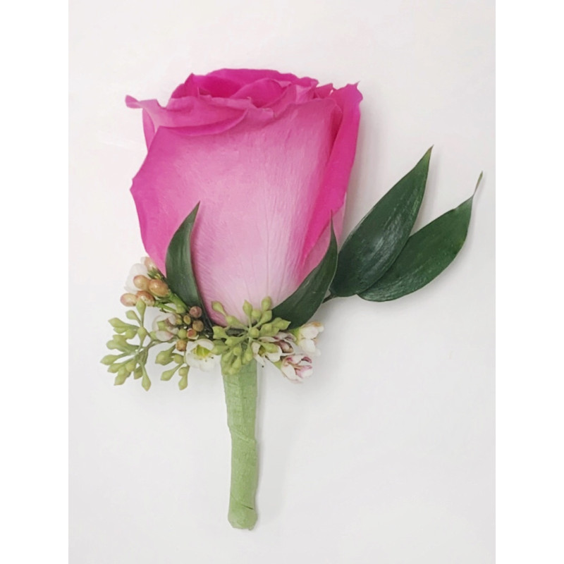 Hot Pink Rose Boutonniere - Same Day Delivery