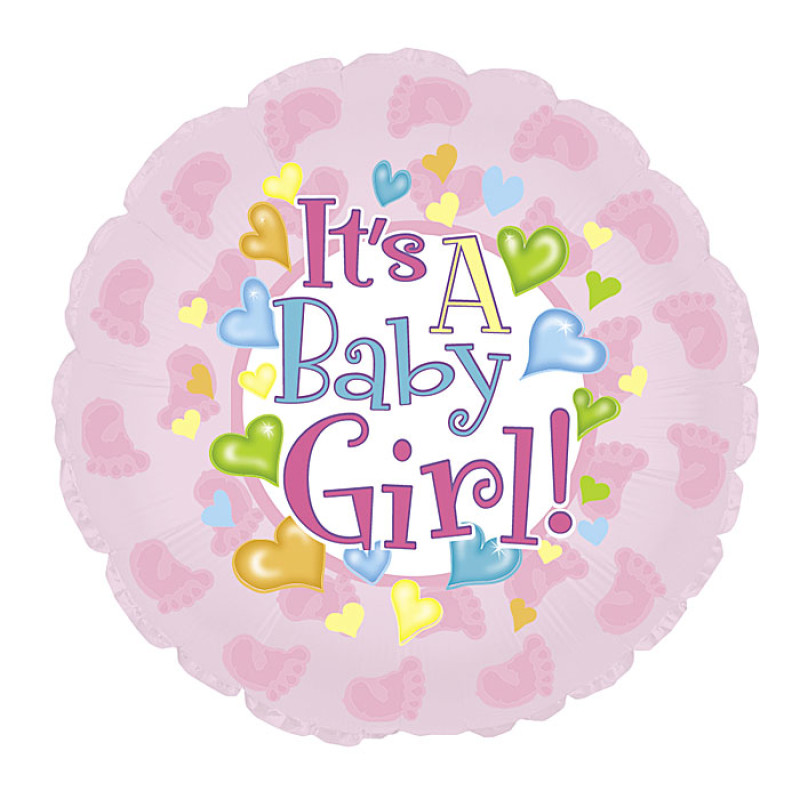 Baby Girl 18 inch balloon with helium - Same Day Delivery