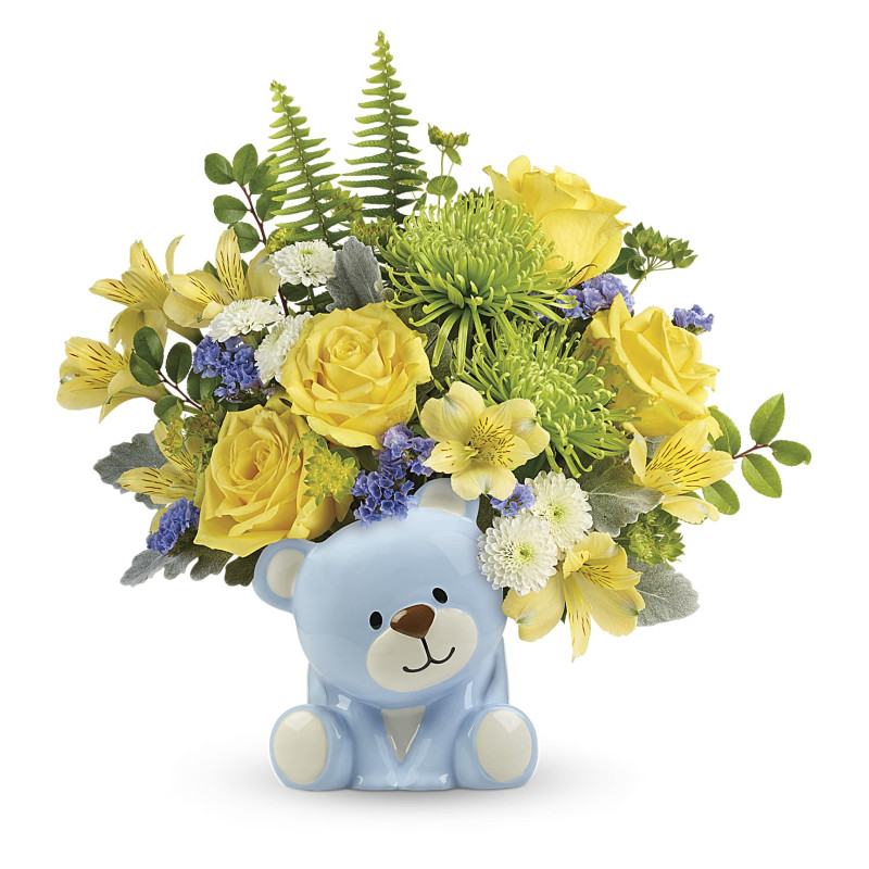 Joyful Blue Bear Bouquet - Same Day Delivery