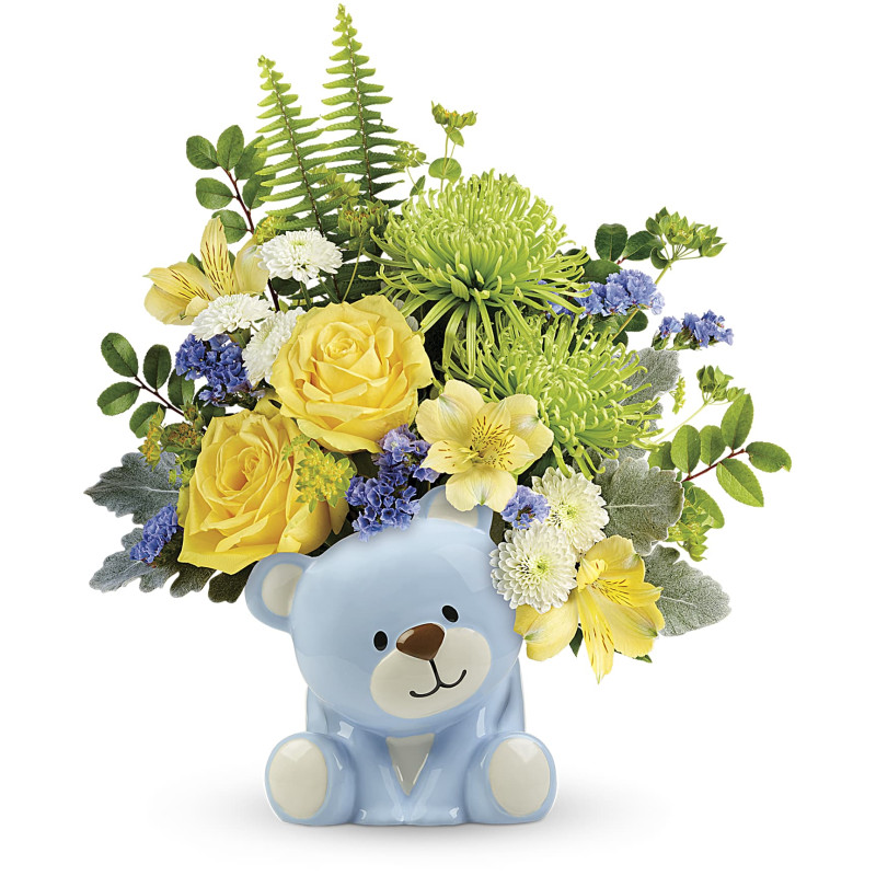 Joyful Blue Bear Bouquet - Same Day Delivery