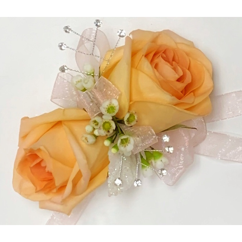 Peach Rose Wrist Corsage - Same Day Delivery