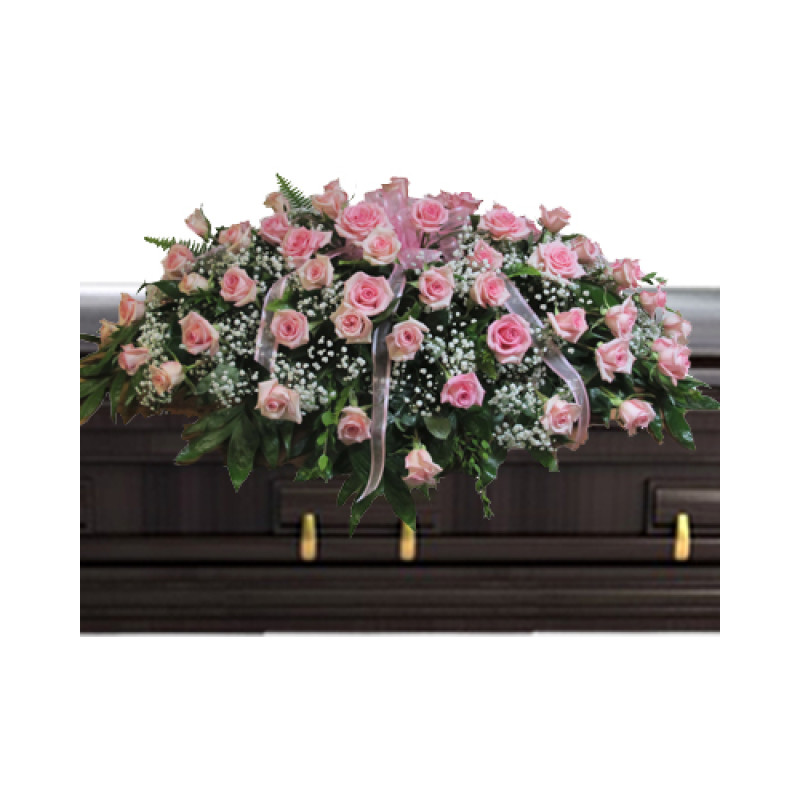 Pink Rose Casket Cover | Funeral Casket Flowers | » Hall's Flower Shop