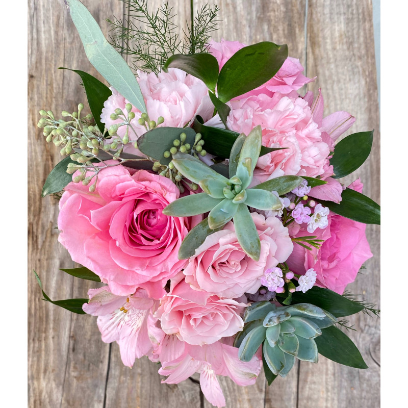 Pink Handtied Bouqet - Same Day Delivery