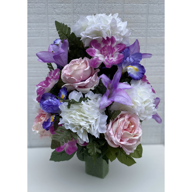 Silk Cemetery Flowers Pink and Purple  - Same Day Delivery
