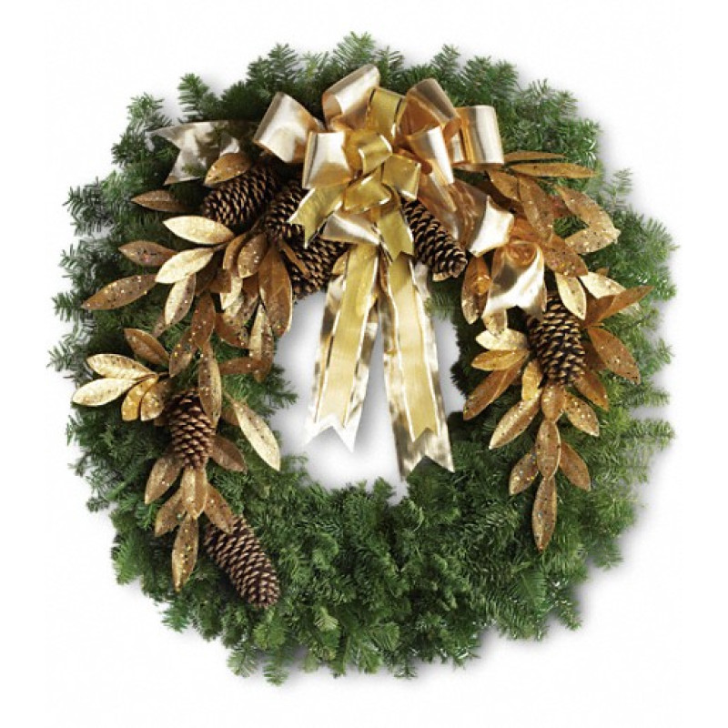 Golden Days Holiday Wreath  - Same Day Delivery
