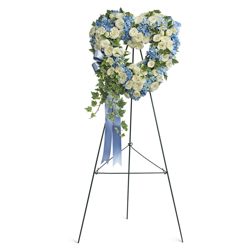 Blue and White Sympathy Heart - Same Day Delivery