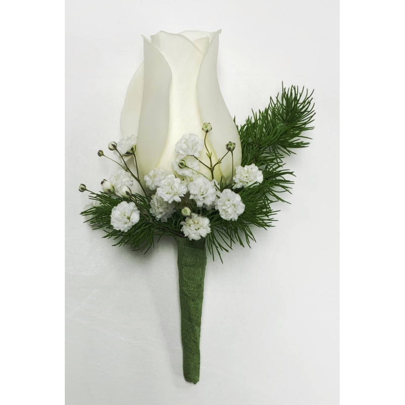 White Rose Boutonniere - Same Day Delivery