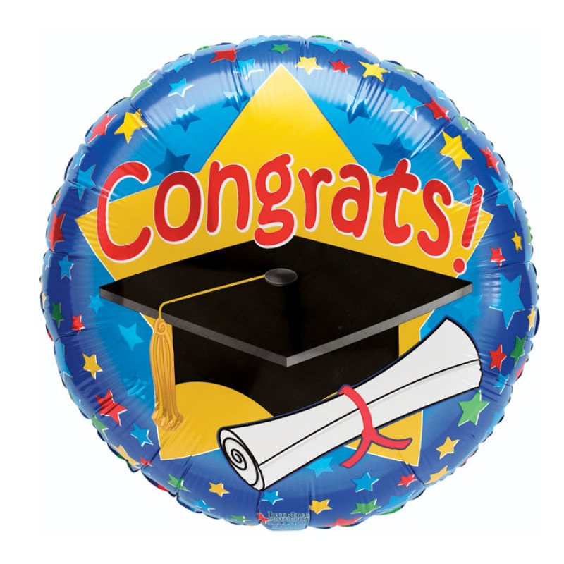 Graduation 18 inch balloon with helium - Same Day Delivery