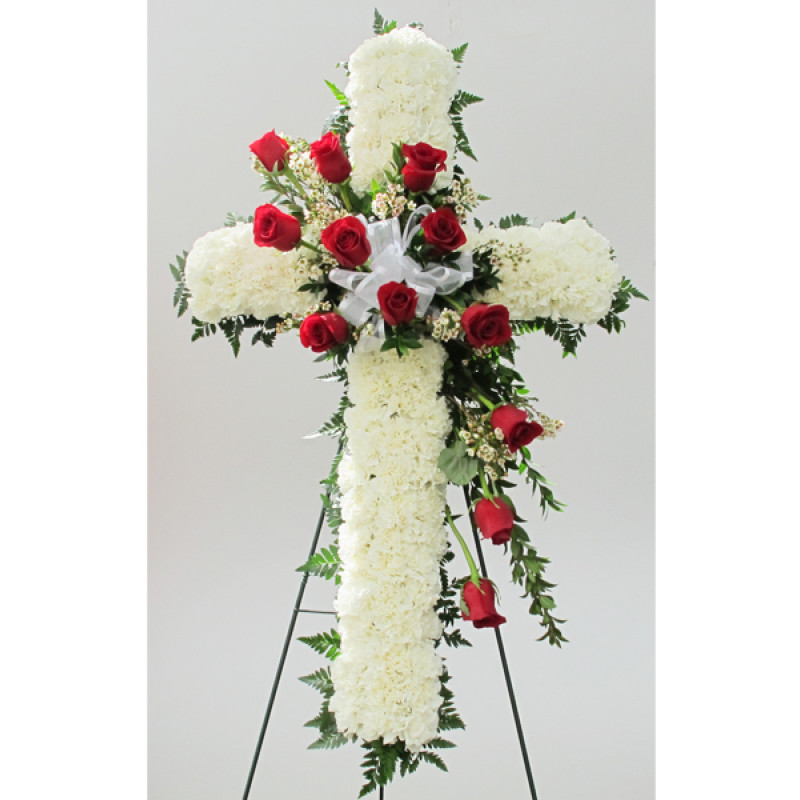 Floral Cross on Easel - Same Day Delivery