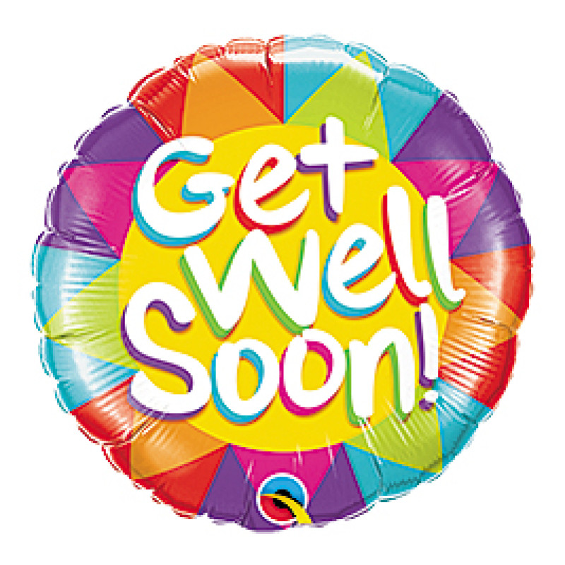 Get Well 18 inch balloon with helium - Same Day Delivery
