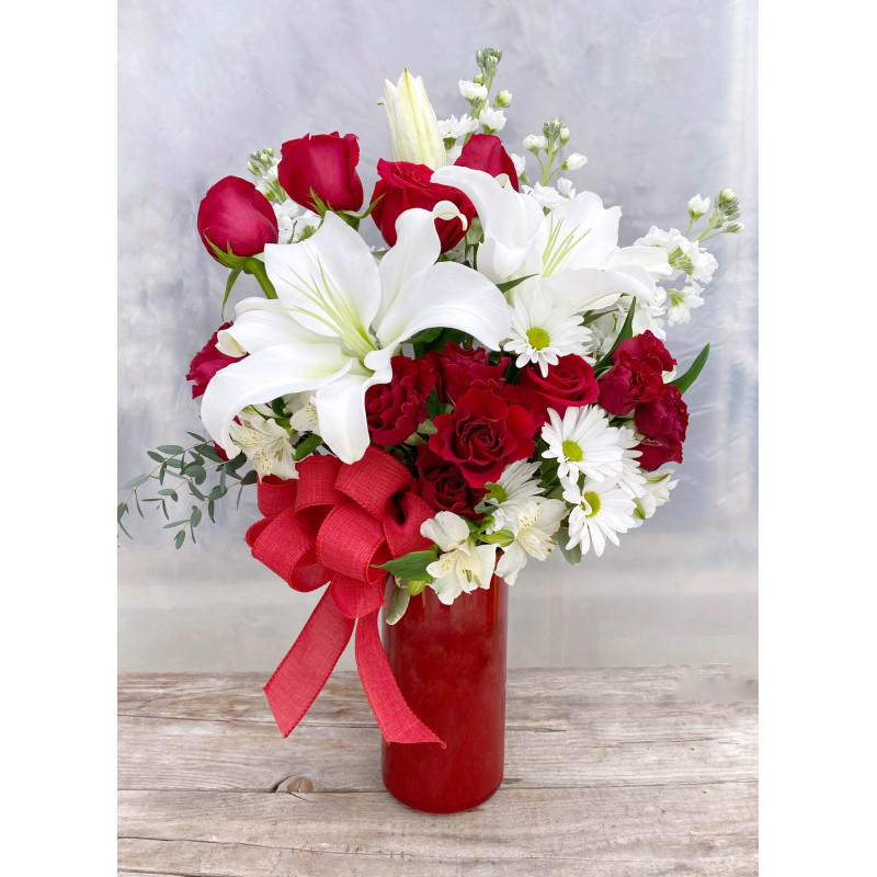 Red and White Delight Bouquet - Same Day Delivery