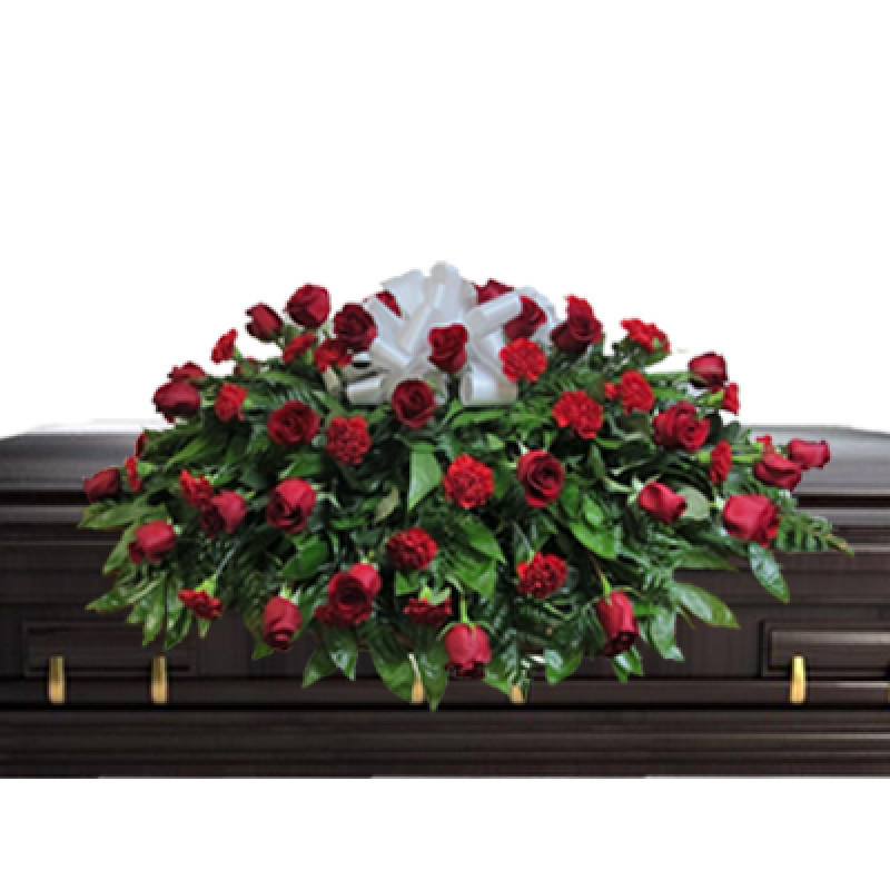 Red Rose and Carnation Casket Cover - Same Day Delivery