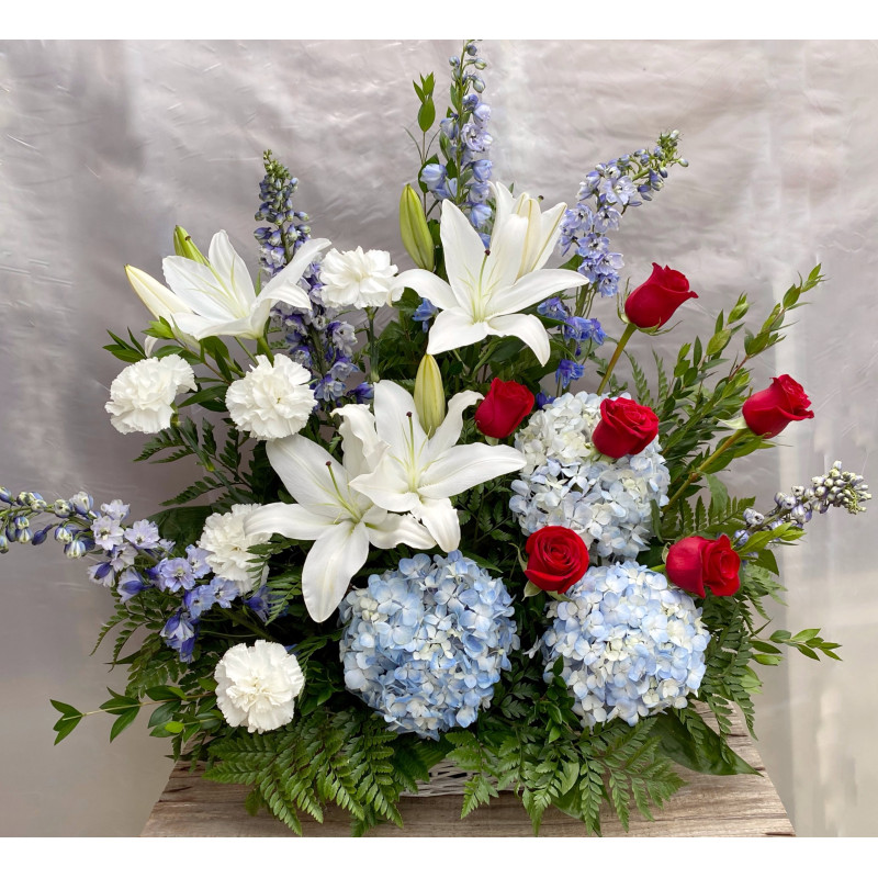 Red White and Blue Sympathy Basket - Same Day Delivery