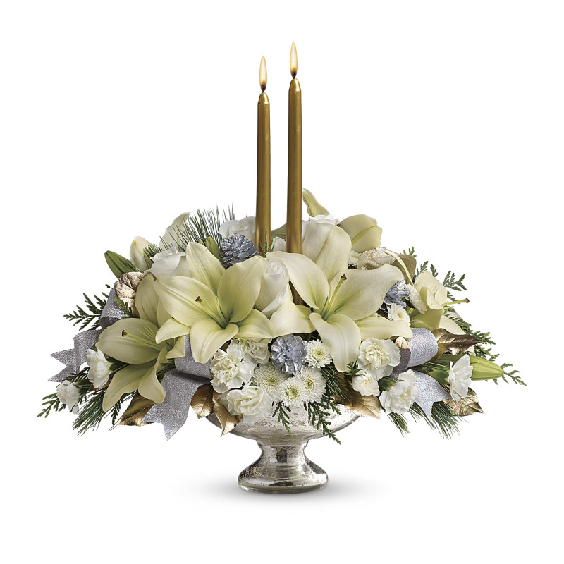 Silver and Gold Centerpiece - Same Day Delivery
