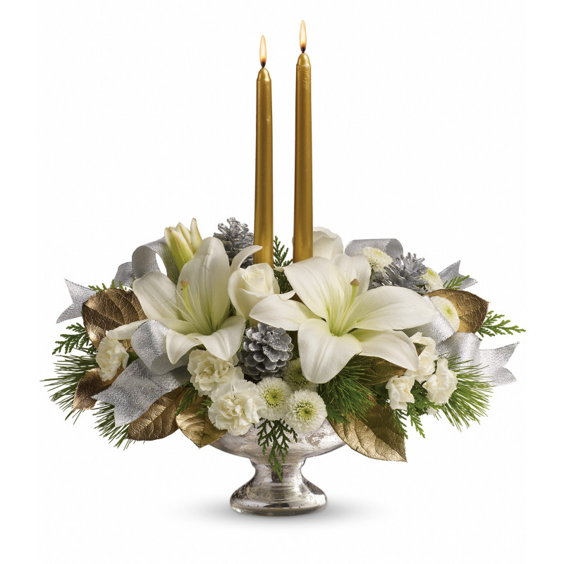 Silver and Gold Centerpiece - Same Day Delivery