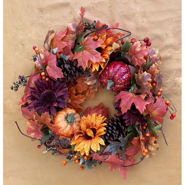Sunflower & Pumpkin Silk Wreath